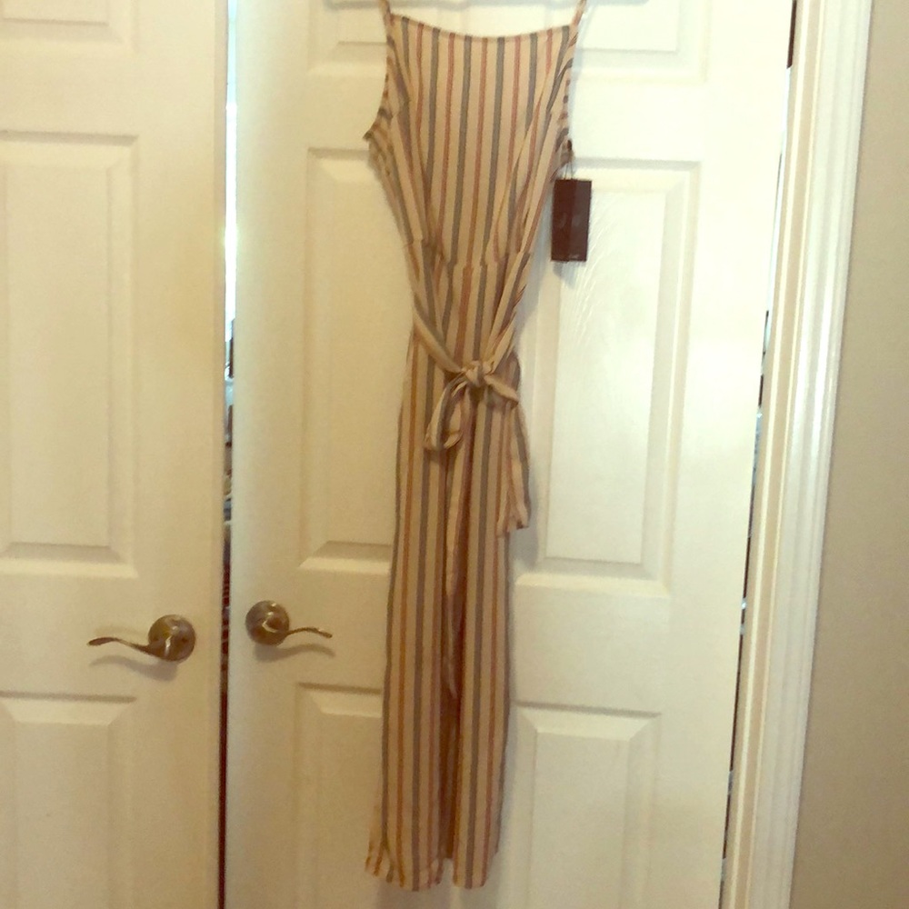 The Fifth Label NWT Large Tan w/ red and blue Stripe Jumpsuit